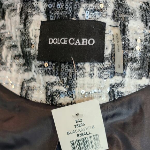 Dolce Cabo Tweed Black/ White Houndstooth Boxy/Oversized Jacket size S. - Picture 2 of 6